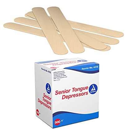 Dynarex 4312 Tongue Depressor, Senior, Non-Sterile, 6" (Pack of 500)