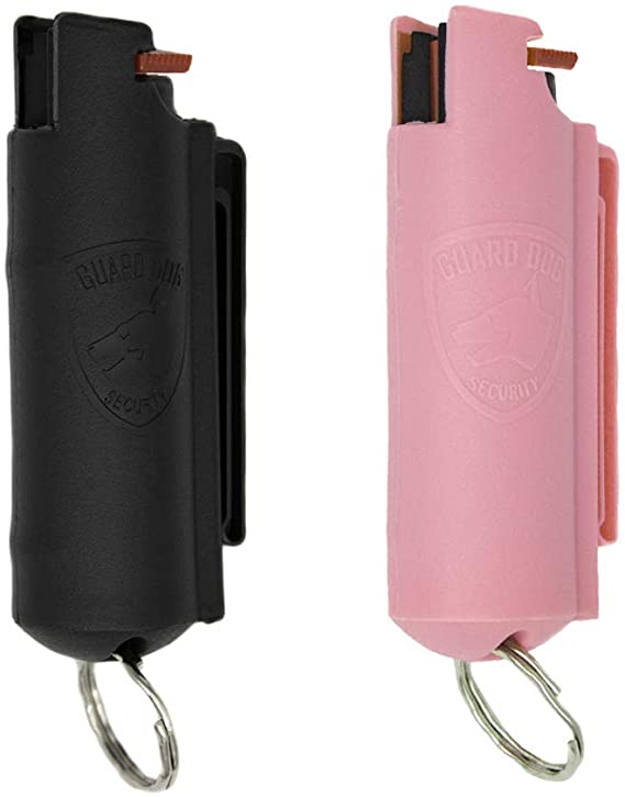 Guard Dog Security Pepper Spray Keychain for Women - Self Defense and Maximum Police Strength - 16-feet Range - Black & Pink 2 Pack