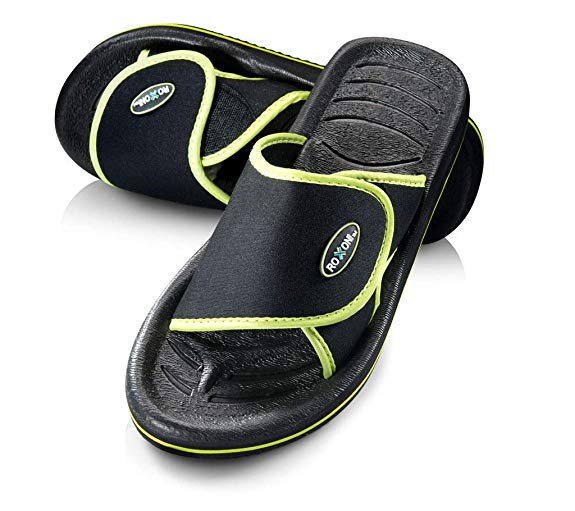 Roxoni Men's Comfortable Non Slip Flip Flop Shower Shoe Adjustable Beach Slide Sandal Slipper