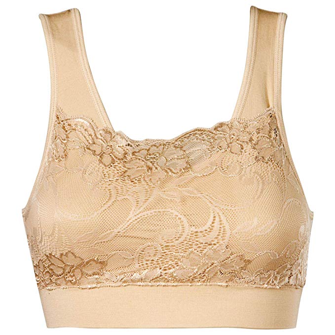 Genie(r) Bra Women's Milana Bra with Lace Overlay and Removable Pads - Nude - Medium