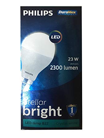 Philips Plastic 23W LED Bulb Base B22 (Crystal White/Cool Day Light)-Pack of 2