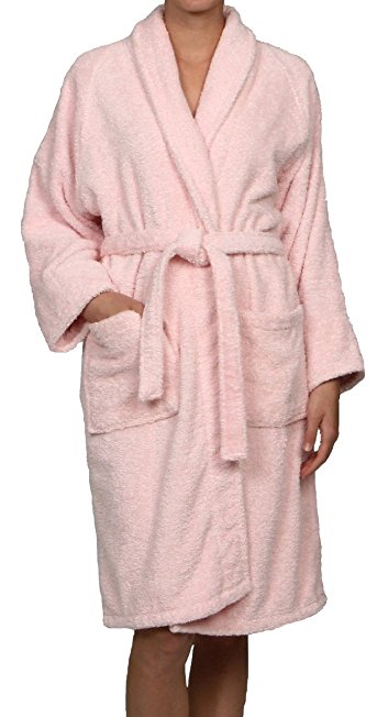 Superior Hotel & Spa Robe, 100% Premium Long-Staple Combed Cotton Unisex Bath Robe for Women and Men - Medium, Pink