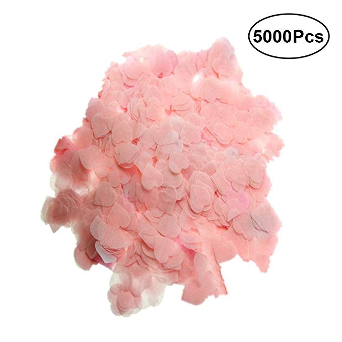 Toyvian 5000pcs 2.5cm Romantic Paper Love Heart Shaped Wedding Party Confetti Decoration Supplies (Pink)