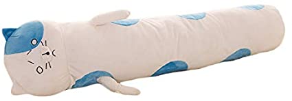 Nunubee Plush Cat Roll Bolster Pillows Pregnancy Pillows Neck Pillow for Home Bed Sofa Cushion 39.4X7.9 Inch White