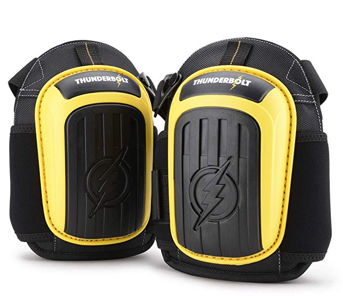 Knee Pads for Work, Construction by Thunderbolt for Flooring, Gardening, Tile, Carpentry, Cleaning with 2x Gel Cushion and Fast Secure Straps