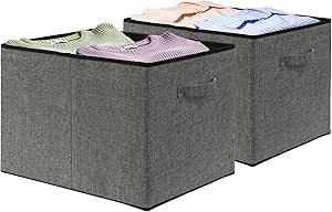 Simple Houseware Extra Large Fabric Storage Bin Basket with Handles, 2 Pack, Dark Gray