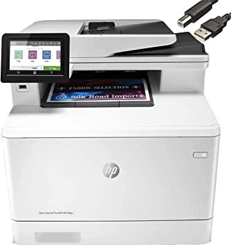 HP Color Laserjet Pro Multifunction M479fdw Wireless Laser Printer, Print Scan Copy Fax, Automatic 2-Sided Printing, 28 ppm, 250-sheet, 512MB, for Alexa, Bundle with JAWFOAL Printer Cable, White