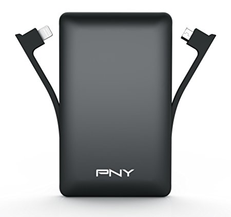 PNY LM3000 3000mAh 1 Amp Power Pack with Built-In Apple Lightning & Micro-USB Cable (P-B-3000-LM-K01-RB)