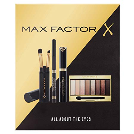 Max Factor All about the Eyes Christmas Gift Set, includes Masterpiece Eyeshadow Palette, Masterpiece Max Mascara, High Precision Eyeliner and Travel Brush Set