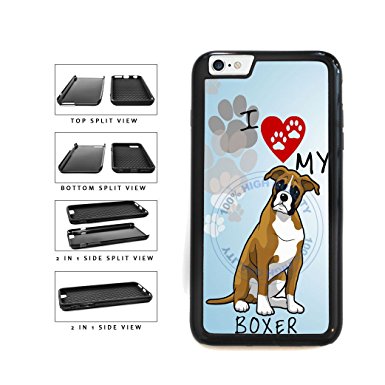 BleuReign(TM) I Love My Boxer Dog Lover 2-Piece Dual Layer Phone Case Back Cover For Apple iPhone 6 6s (4.7 Inches Screen)