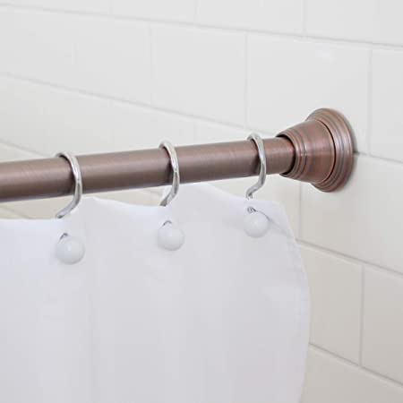 Splash Home Eire Rust Resistant Strong Hold Constant Tension Bathroom Decorative Shower Curtain Rod, extendable 42” - 72” Inches, Oil Rubbed Bronze
