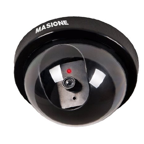 Masione® Indoor Outdoor CCTV Fake Dummy Dome Security Camera with Flahsing RED LED Light