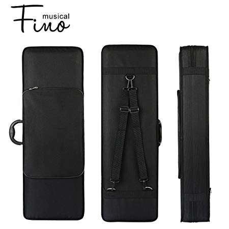 4/4 Full Size Violin Case,FINO Professional Oblong Violin Hard Case with Built-in Hygrometer,Super Lightweight Portable Carrying Bag Slip-On Cover with Backpack Straps,Black