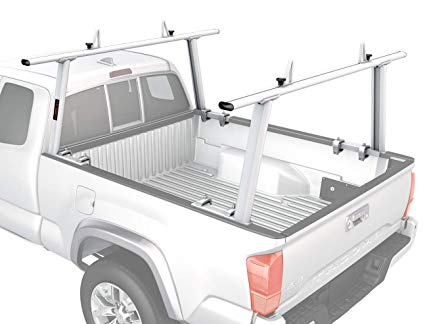 AA-Racks Model APX25 Extendable Aluminum Pick-Up Truck Ladder Rack (No drilling required) - Sandy White