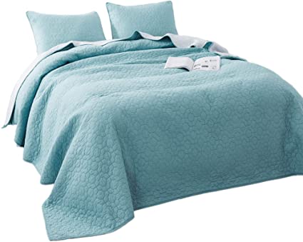 KASENTEX Luxury 3 Piece Quilt Set - Contemporary Oversized Bedding with Shams - 100% Cotton Soft and Plush Solid Color Reversible Bedspread (Green, Oversize King Set)