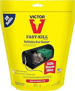 Victor Fast-Kill Brand Refillable Bait Station with 20 Bait Refills