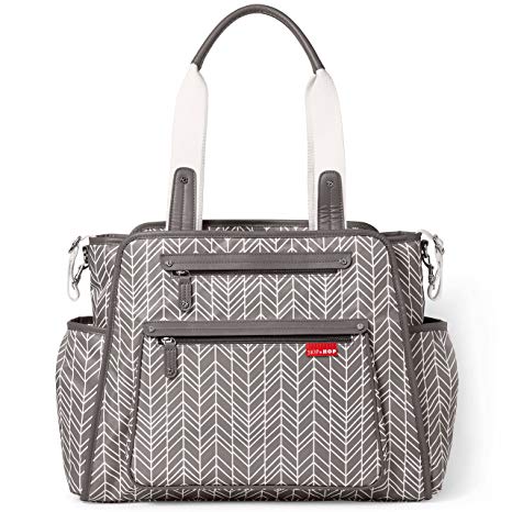 Skip Hop Diaper Bag Tote with Matching Changing Pad, Grand Central, Grey Feather