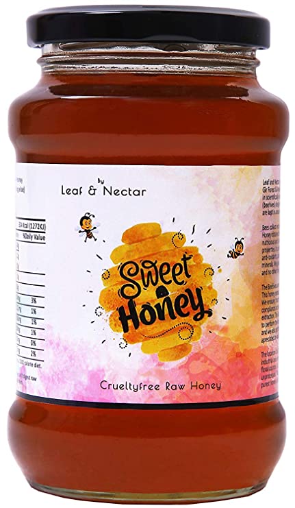 Leaf & Nectar Raw Organic Honey Unprocessed Unfiltered Unpasteurized Pure Natural Original Honey an Ayurvedic Remedy for Weight Loss Cough and Digestive Disorders - 530gm