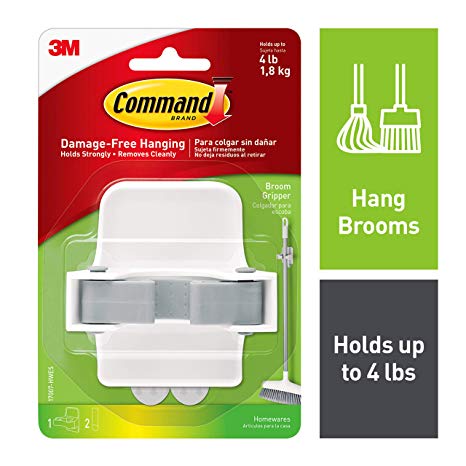 Command 17007-HWES Broom, 1 Gripper, 2 Strips/Pack, White, Original Version