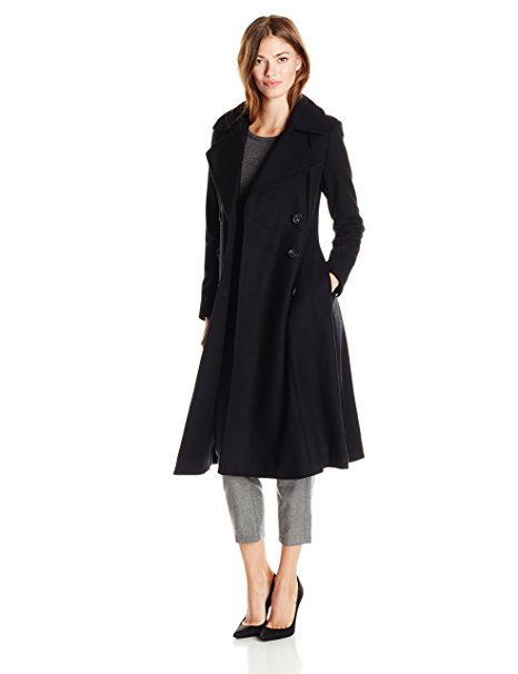 French Connection Women's Chic Fit-and-Flare Maxi-Length Wool Coat