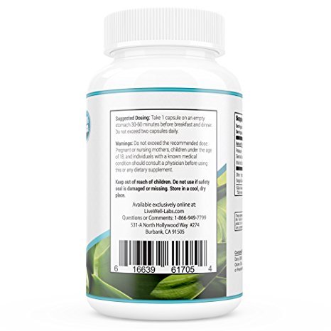LiveWell Labs Garcinia Cambogia Extract 100% Pure and Natural Appetite Suppressant and Weight Loss Supplement - Clinically Proven Premium formula - 1600MG Daily Serving - Independently tested and certified ingredients - 3 Pack