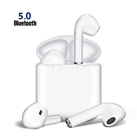 littlejian Bluetooth Headphones, Bluetooth 5.0 Wireless Earbuds, Noise Canceling 3D Stereo Sports Headset, Pop-ups Auto Pairing 12 Hrs Charging Case for Apple Airpods Samsung Android/iPhone