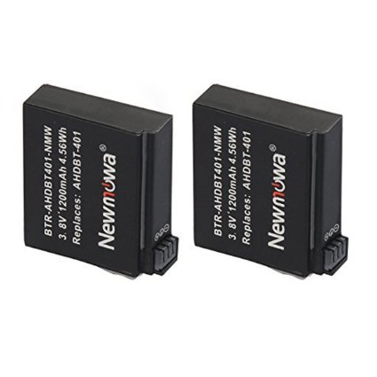 Newmowa 1200mAh Rechargeable Battery (2-Pack) for Gopro Hero4 and Gopro AHDBT-401