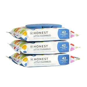 The Honest Company Plant-Based Toddler Flushable Wipes | Designed for Potty Training | 99% Water, Hypoallergenic, EWG Verified, Safe to Flush | Fragrance Free, 126 Count