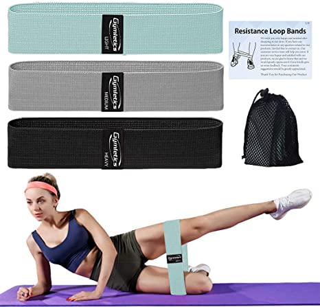 Resistance Bands for Legs and Butt, Fabric Non Slip Loop Exercise Bands Booty Bands Hip Bands Workout Bands, 3 Pack Fitness Bands for Activate Glutes and Thigh