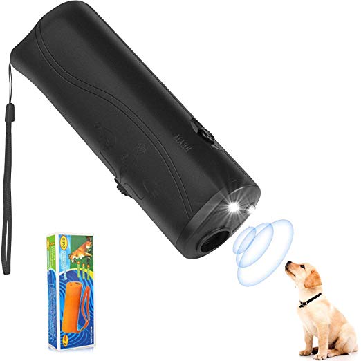 WTOSE Anti Barking Stop Bark Handheld 3 in 1 Pet LED Ultrasonic Dog Repeller and Trainer Device - Training Tool/Stop Barking [Black]