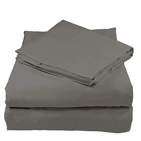 Whisper Organics 100% Organic Cotton Sheet Set, 300 Thread Count - GOTS Certified (Dark Grey, Queen)