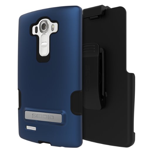 Seidio DILEX Pro Metal Kickstand Case with Two Interlocking Layers and Holster Combo for use with LG G4 - Royal Blue