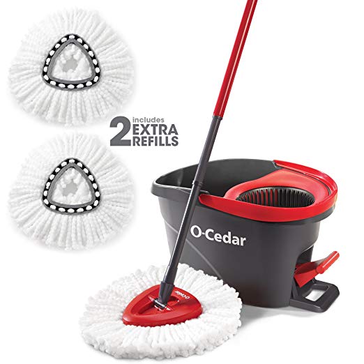 O-Cedar Easywring Microfiber Spin Mop & Bucket Floor Cleaning System with 2 Extra Refills