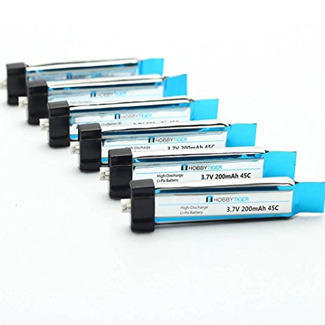 Lipo Battery for Blade Inductrix,1S 3.7V 200mAh 45C 6-Pack HOBBYTIGER Batteries fits Tiny Whoop,Blade Nano QX,Nano QX FPV,mCX2 etc (200 mAh)