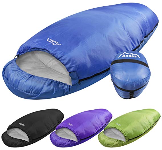 Andes Barrel 4 Season XL Camping Sleeping Bag Warm 400GSM Filling, Ideal For Camping, Festivals Waterproof, Compression Carry Bag Included