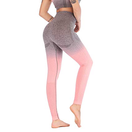 Helisopus Women's Ombre Yoga Pants Ultrasoft Performance Active Stretch Running Leggings