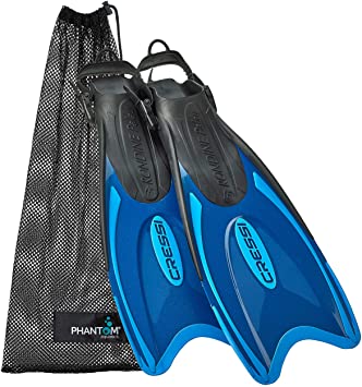 Cressi Italian Made Palau Long Fin Adjustable Flippers for Scuba and Snorkeling with Snorkeling Gear Mesh Bag