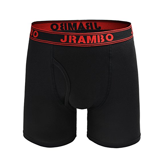 JRAMBO Men's Underwear Soft Cotton Boxer Briefs No Ride up Legs with Elastic Waistband