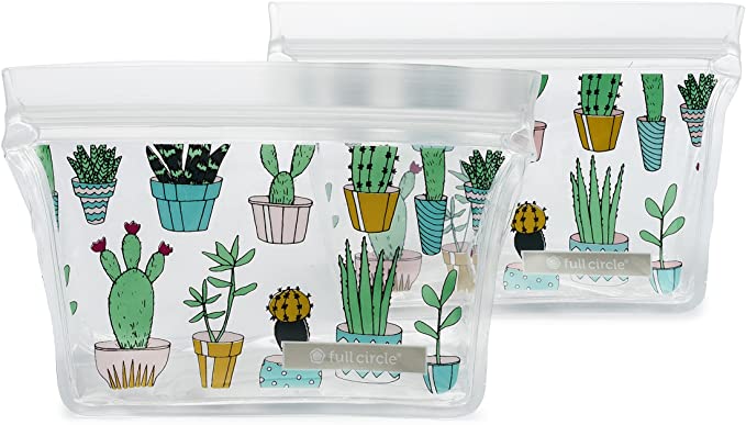 Full Circle ZipTuck Resuable Plastic Bags Snack Set, Cactus Party