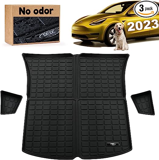 DEDC 3PCS Tesla Model Y 2023 2022 2021 Cargo Liner Premium 3D Waterproof Rear Trunk Mats- All-Weather Rear Trunk Mat and Storage Box Lower Mats (Left & Right)