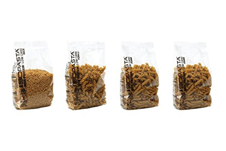 ISOPASTA Low Carb/High Protein Pasta 4 pack Combo 24 Servings, 7 Net Carbs, 30g Protein Per Serving, , 170 Calories Per Serving, 1-Fusilli, 2-Penne & 1-Rice shaped/Orzo Pasta
