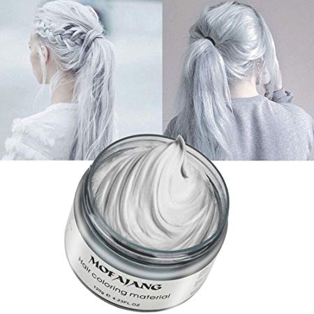 Hair Color Wax Silver Gray Hair Wax Temporary Hairstyle Cream 4.23 oz Unisex Silver Ash Matte Hairstyle Wax