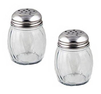 Update International SK-RPF New 6 oz. Swirl Glass Cheese Shaker, Pepper Spice Shaker with Perforated Stainless Steel Lid