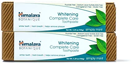 Himalaya Whitening Toothpaste - Simply Mint 5.29 oz/150 gm (2 Pack), Natural, Fluoride-Free & SLS-Free