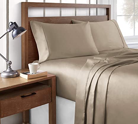 Brielle 100% Modal 400 Thread Count Sateen Sheet Set, Queen, Taupe, Model Number: 807000256174