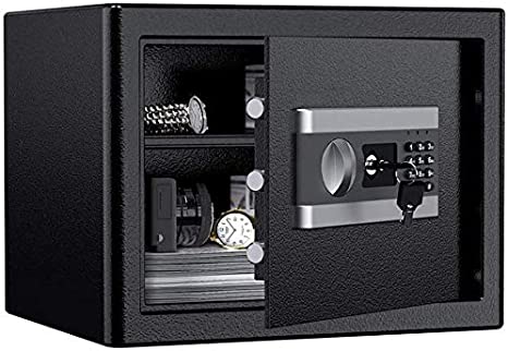 Fireproof and Waterproof Safe Cabinet Security Box, Digital Combination Lock Safe with Keypad LED Indicator, for Cash Money Jewelry Guns Cabinet (Black) (1.0 cub)