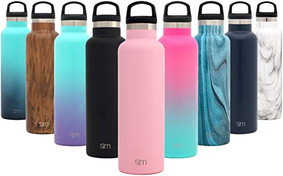 Simple Modern Ascent Water Bottle - Narrow Mouth, Vacuum Insulated, Double Wall, 18/8 Stainless Steel Powder Coated - 5 Sizes, 30  Colors