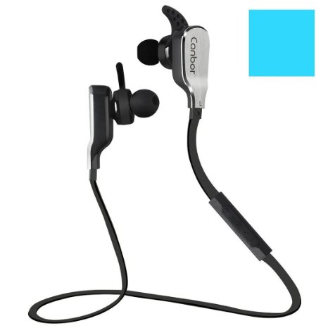 Bluetooth Headphones Wireless Earbuds Noise Cancelling Sport Earphones Canbor Stereo Sweatproof Lightweight In-Ear Headset for Apple iPhone Samsung Galaxy Note and Android Phones - Black