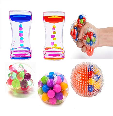 Slovery Stress Balls For Kids-3 Different DNA Stress Balls-2 Liquid Motion Bubbler Timer- Stress Relief Fidget Toys For Anxiety Kids Adults With Autism ADHD & More