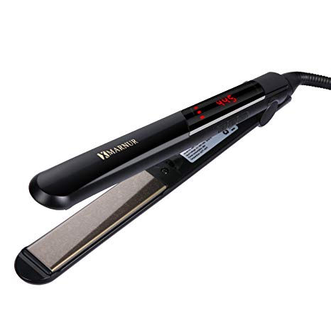 Hair Straightener Flat Iron Titanium Plates-Dual Voltage, Professional Salon Tool, Digital Controls for Women, Travel, Marnur